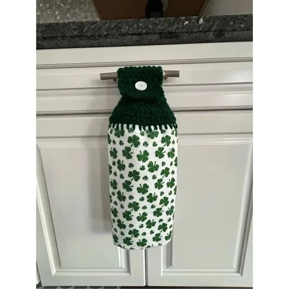 Crochet Top Kitchen Towel- St. Patrick’s Day/Clover